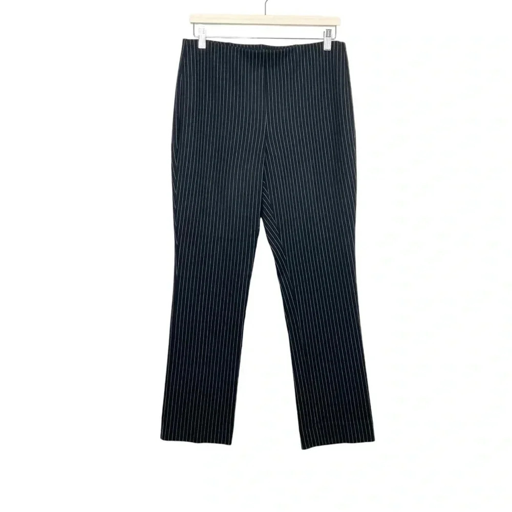Chico's Black So Slimming Juliet Pinstripe Pants 6 Petite